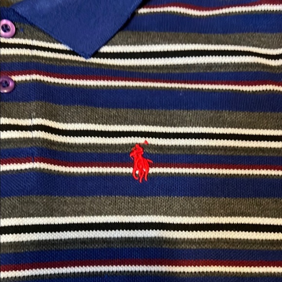 Polo by Ralph Lauren Blue and Gray Striped Polo Shirt excellent condition size M - Picture 2 of 3
